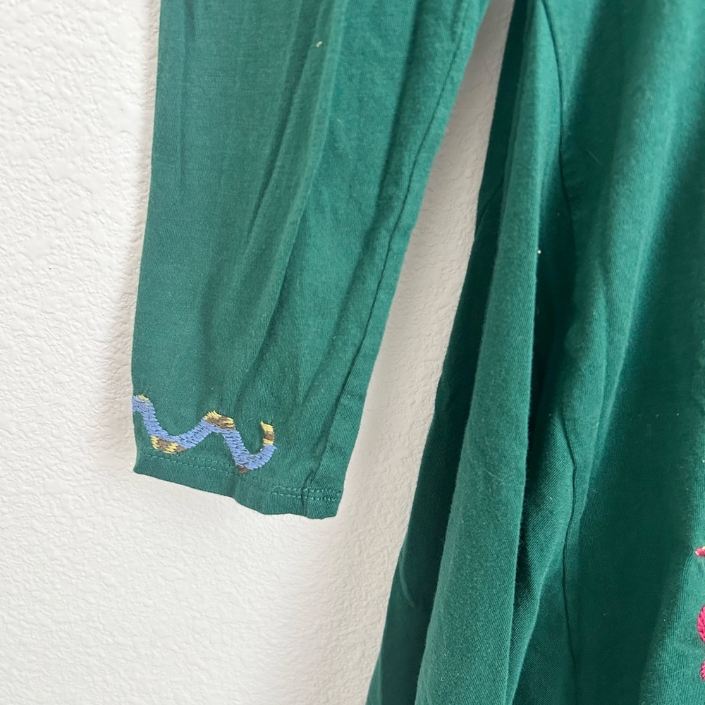Johnny Was Amarylla Handkerchief Green Floral Embroidered Midi Dress - Medium - Picture 8 of 12